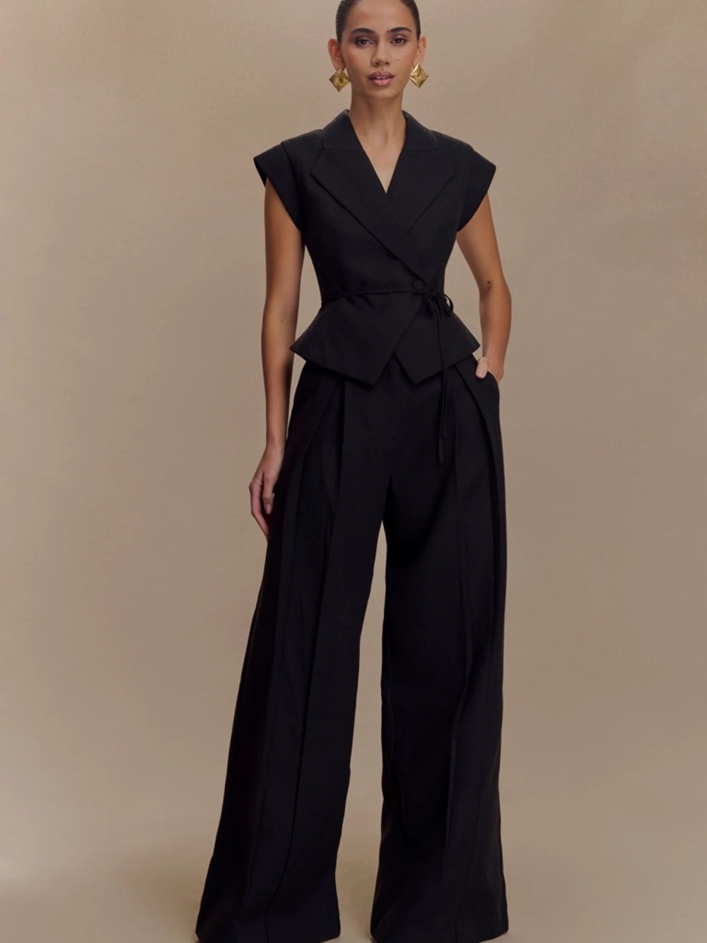Meshki - Adina Linen Wide Leg Pants Black